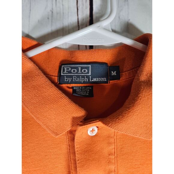 Ralph Lauren Polo Mens Shirt Orange Short Sleeve Yellow Logo Sz Medium - Picture 4 of 5